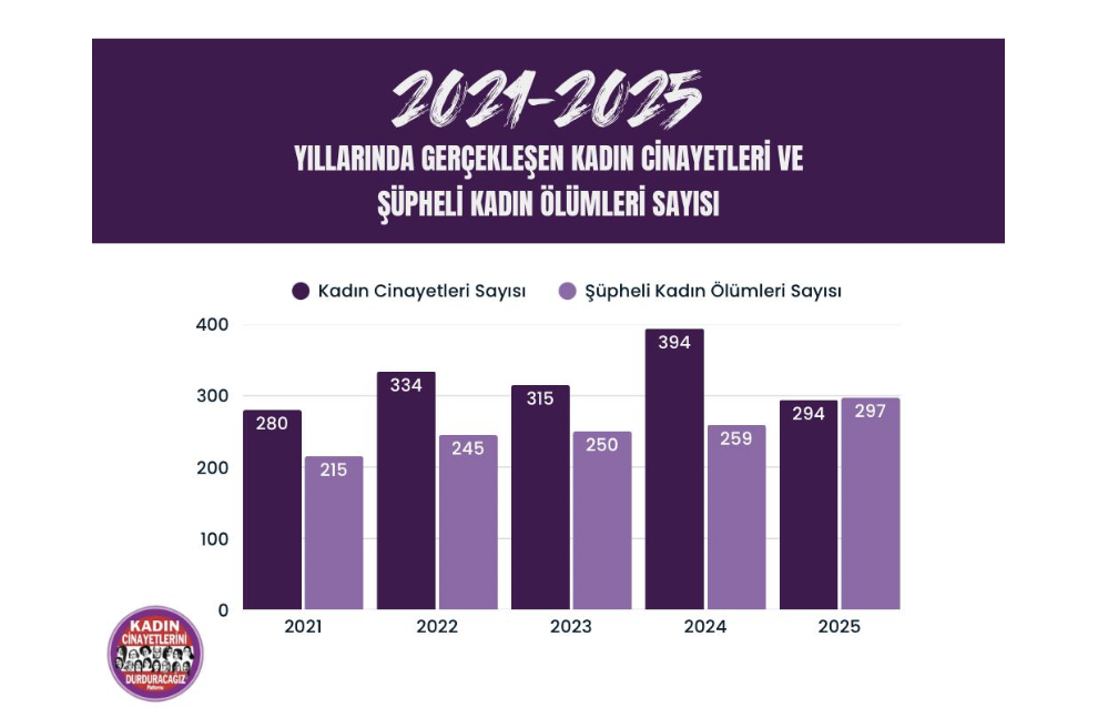 2025'te en az 294 kadın erkekler tarafından katledildi, şüpheli kadın ölümleri ilk kez kadın cinayetlerinin önüne geçti 1